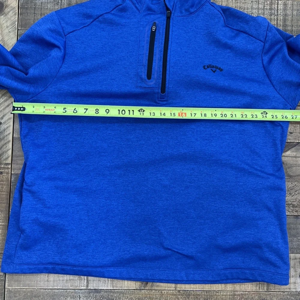 Callaway Jacket Mens 2XL XXL Blue Opti Dry Pullover Golf 1/4 Quarter Zip Logo